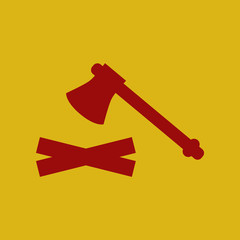 flat icon wood and an ax
