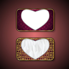 Blank heart Premium Luxury cards,Retro Backgrounds.blank for message or text.
