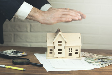 man hand  house model