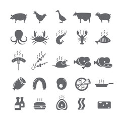 Icons on a white background with meat.