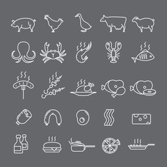 Icons with meat and animals.