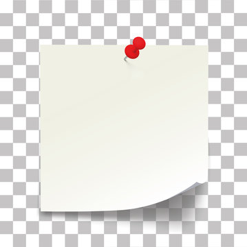 White paper note with the red button, ready for your message - Stock Vector.