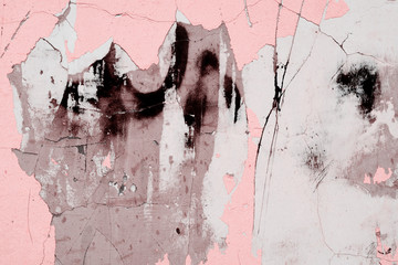 Wall fragment with scratches and cracks - obrazy, fototapety, plakaty