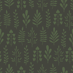 Green seamless background with plants