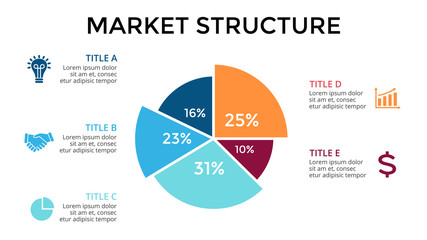 Vector circle arrows infographic, cycle diagram, graph, presentation chart. Business concept with 5 options, parts, steps, processes. 16x9 slide template.