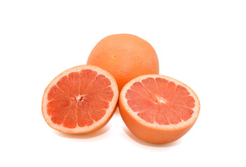Grapefruit with segments isolated on white background