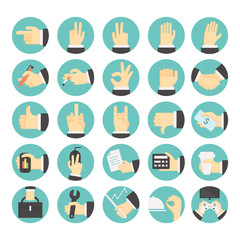 Fototapeta na wymiar Colored icons hand gestures.