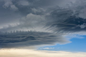 Dramatic sky with dark clouds 