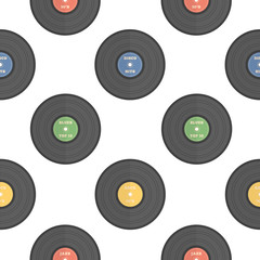Colorful vinyl record seamless pattern.