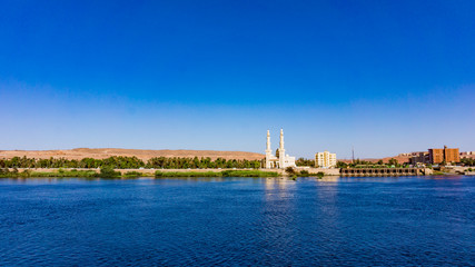 The El-Tabia Mosque in Aswan, Egypt. Egyptian Mosque Minarets. A