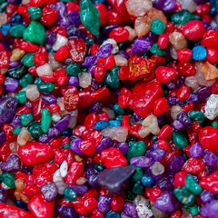 Multi-colored small colorful stones,minerals close-up as very nice natural background, backdrop and design, square