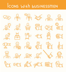 Icons with businessmen.