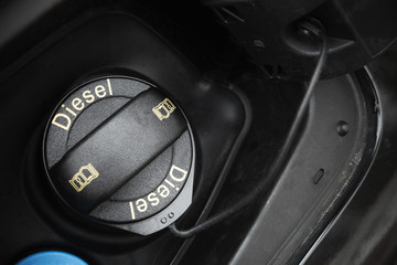 Car fuel cap with Diesel text marking