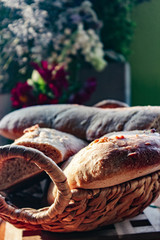 Fresh home bread in basket