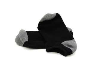 Pair of winter socks for men on white background