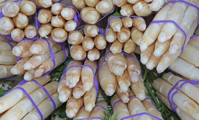 white asparagus for sale in the grocery store