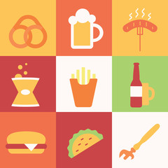 Set of colored icons with beer.