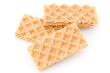 Waffle with crem isolated on white background.
