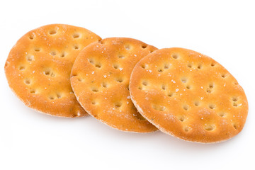 Short pastry cookies isolated on white background.