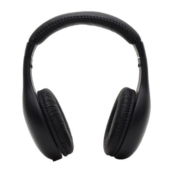 Black headphones isolated on white background
