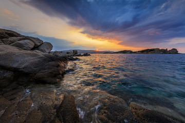 Fototapeta na wymiar sunrise in Ammouliani Island, Greece