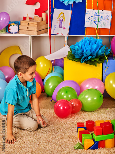  Children Playing In Kids Club Indoor Lesson In Primary School Kindergarten Child Sit On Floor 