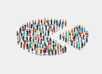 Flat isometric crowd of people vector. 3d Social Segment.