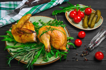 Baked crispy pieces of chicken