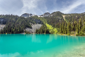 Turquoise water of Middle Joffre Lakes, BC, Canada
