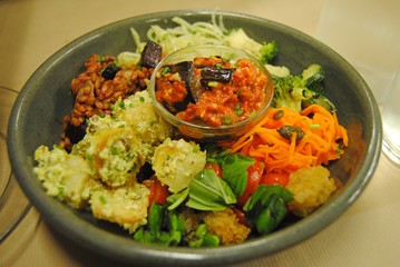 Plate of vegetable salad.