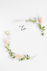 calligraphy floral pattern top view mock up