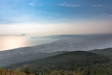 Fototapeta na wymiar Foggy view of gulf of Naples