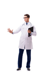 Young doctor isolated on white background