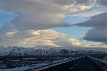 Sky and Mountains on the Road