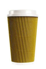 eco paper cup for coffee corrugated yellow.