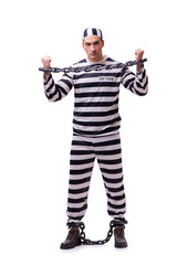 Man prisoner isolated on white background