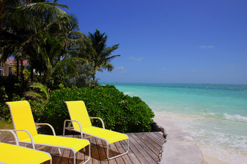View from beautiful beach in the Abacos Islands Bahamas