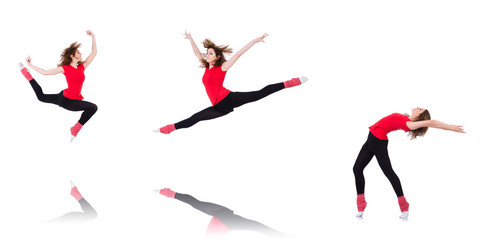 Fototapeta premium Woman doing exercises on white