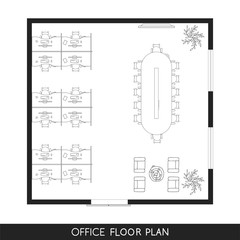 Office interior project top view plan