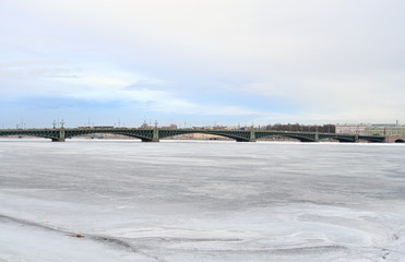 Trinity Bridge and Neva River.