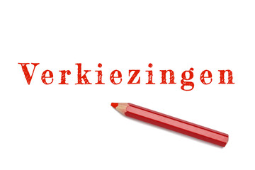 Verkiezingen text sketch red pencil