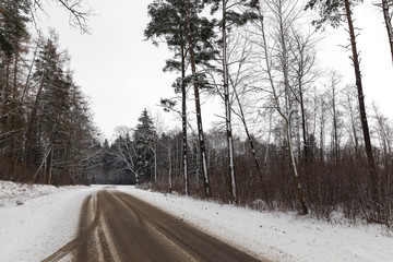 snowy road, winter