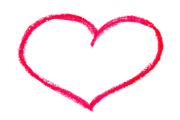 Red drawn heart isolated on white