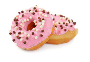 Delicious donuts isolated on white