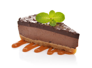 Slice of chocolate cheesecake