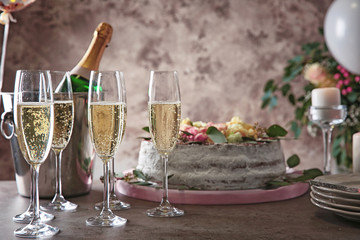 Table served for Birthday dinner in living room