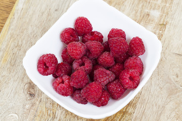 Red ripe raspberries