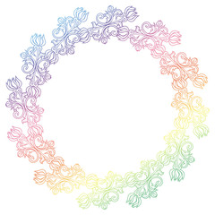 Beautiful round floral frame with gradient fill.  Raster clip art.