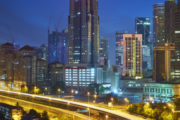 Fototapeta na wymiar Beautiful night view of skyscraper in Kuala Lumpur, Malaysia .
