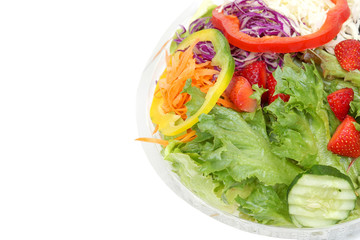 Salad bowl with mixed vegetables and fruits